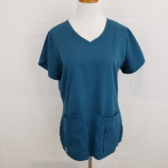 Greys Anatomy Top Active 4 Pocket Scrub Top Teal Size Medium - Picture 2 of 9